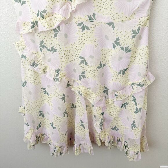 TED BAKER | Suttonn Yellow Lavender Floral Ruffle Sleeveless Dress | 4, US 10 - Picture 4 of 12